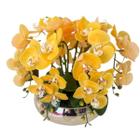 Arranjo 6 Flores De Orquídeas Amarelas Vaso Dourado Grande