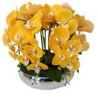 Arranjo 6 Flores De Orquídeas Amarelas Vaso Prateado