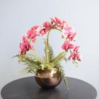 Arranjo Artificial Orquídeas Rosa no Vaso Bronze Médio Formosinha