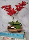 Arranjo Com 2 Orquídeas Vermelha Vaso Cobre 22cm