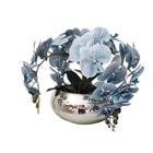 Arranjo Com 4 Orquídeas Azul Realistas No Vaso Prata