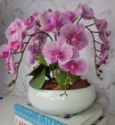 Arranjo Com 4 Orquídeas Violeta Vaso Ceramica 28cm