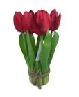 Arranjo de Flor 7 Tulipas Artificial 19cm - Lily - Vermelho