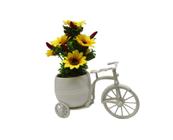 Arranjo de flores artificiais girassol amarelo pimenta vermelha vaso bicicleta xô olho gordo México
