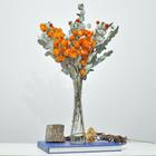 Arranjo de flores desidratadas bounganville laranja + vaso de vidro