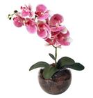 Arranjo de Mesa Flor Orquídea Artificial Rosa Vaso Vidro