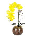 Arranjo de Orquídea Artificial Amarela em vaso Aquário