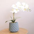 Arranjo de Orquídea Artificial Branca no Vaso Recôncavo Cinza Formosinha