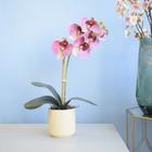 Arranjo de Orquídea Artificial no Vaso Canelado Creme Formosinha