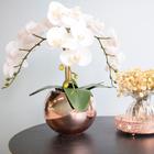 Arranjo de Orquídeas Artificiais Brancas no Vaso Rose Gold Formosinha