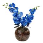 Arranjo De Orquídeas Azul De Silicone No Vaso Vidro