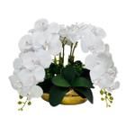 Arranjo e Vaso Espelhado 4 Flor Orquídeas Artificial Dourado - La Caza Store