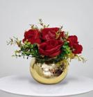 Arranjo Flor Artificial Rosas Vermelho Vaso 25x25cm - La Caza Store