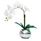 Arranjo Flores 1 Orquídea Branca Toque Real Vaso Prata