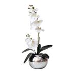 Arranjo Flores 1 Orquídea Toque Real Artificial Vaso Prata