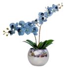 Arranjo Flores 2 Orquídea Azul Toque Real Vaso Prata
