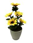 Arranjo Flores Artificiais Girassol Amarelo Vaso Branco Festa Jardim