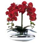 Arranjo Flores Realistas 4 Flores 3D Vermelhas Vaso Grande