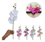 Arranjo Orquídea Artificial 3D silicone toque Real Haste 4 Flores nao desbota nem amarela - Hisma