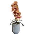 Arranjo Orquídea Artificial Laranja Vaso Cimento - Le Fleurs Boutique
