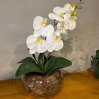 Arranjo Orquídea Branca Artificial Centro de Mesa Vaso Grande