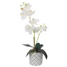 Arranjo Orquídea Branca Artificial com Vaso 20x50cm