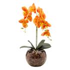 Arranjo Orquídea Haste Tripla Silicone 3D Vaso Vidro Decorativo