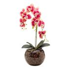 Arranjo Orquídea Haste Tripla Silicone 3D Vaso Vidro Decorativo