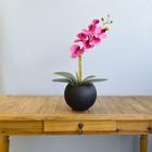 Arranjo Orquídea Pink Artificial no Vaso Preto Formosinha