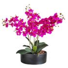 Arranjo Orquídeas Real Artificial Fúcsia Vaso Cerâmica