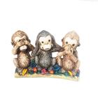 Artesanato Macacos da Sabedoria em Gesso Proverbio Japonês Budista