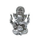 Artigo de Decoração Esotérico Deus Hindu da Fortuna Ganesha Imagem Estatua Prata Zen Yoga Meditação Resina Prosperidade Presente Meditação Sabedoria Proteção