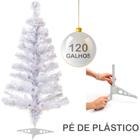 Arvore de natal 1,20m branca com 120 galhos e pe de plastico