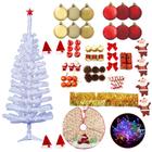 Árvore De Natal Branca 1,20m 120 Galhos Decorada 87 Itens Pisca Pisca Led 110v