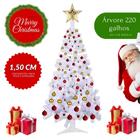 Arvore De Natal Branca Luxo Decorada Tradicional Com Enfeites Mais Pisca-Pisca Color 150cm