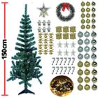Árvore De Natal Decorada Completa 88 Enfeites + Pisca 150cm