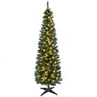 Árvore de Natal HOMCOM pré-iluminada Slim Noble Fir de 6 pés com 200 LED