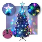 Árvore de Natal LED Fibra Ótica Nevada 150Cm Luzes Colorida