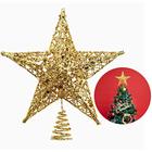 Árvore de Natal Star Topper, Árvore de Natal Topper Glittered 5 Point Star Treetop para o enfeite da árvore de Natal Indoor Party Home Decoração (Dourado, 6 polegadas)