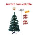 Arvore Natal 120cm 120 Galho Verde Decorada Enfeite Estrela