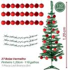 Arvore Natal Decorada Bolas Vermelha 120cm 110 Galhos 127/220V