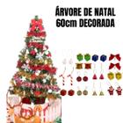 Árvore Natal Pequena 60Cm Decorada 20 Enfenteis Sino Laço