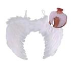 Asa Anjo Branca de Pena Kitok - 55 cm x 40 cm - Festa Fantasia Carnaval Hallowen