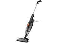 Aspirador de pó vertical 2 em 1 Gaabor Smart Sweep na cor preta com detalhes em laranja, exibindo o bocal de sucção e o corpo principal com filtro.