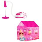 Aspirador De Pó C/ Luz Infantil Brinquedo + Barraca Princesa