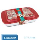 Assadeira Travessa Vidro Alta C Tampa Decorada 3,7L Marinex