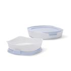 Assadores de Vidro de Borracha para Forno, Assadeira de Caçarola, Conjunto DuraLite de 4 Peças, Pratos Quadrados, Branco (com Tampas) - Rubbermaid