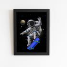 Astronauta de Skate Universo Quadro Moldura Preta 60x40cm