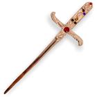 Athame Decorativa Metal Cobre Brilho 19 cm Pedras Verm Color