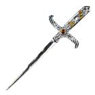 Athame Metal Prata Brilhante 19 cm Pedra Amarela